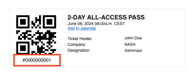 Where to find the ticket number.